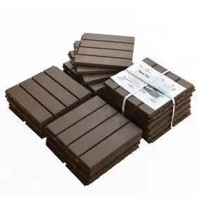 Toutd1010 Sudzendf Patio Parts 12 Inch X12 Square Composite Interlocking Decking Tiles 4 Slat