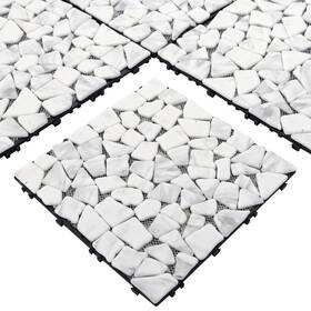 Sunwings Dekr-car-4 4pcs Natural Stone Interlocking Deck Tiles 12 Inch X12 Pebble Waterproof Patio De