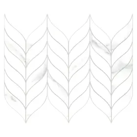 Lef001-wst-10 Sunwings 10 Pcs Peel And Stick Leaf Waterjet Backsplash Self Adhesive Tiles White Marb