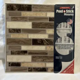677548 Surfaces Southeast Inc. Designer Peel&stick Backsplash Mosaics Tile Inch Verona Beige 10x10 No Mortar/mess