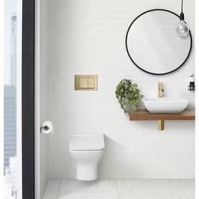 Swiss Madison 445056341371 Wall Mount Dual Flush Actuator Plate With Square Push Buttons Brushed Brass