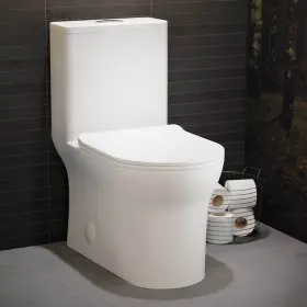 Swiss Madison 810015321089 Burdon One Piece Square Toilet Dual Flush 0.8/1.28 Gpf White