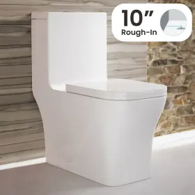 Swiss Madison 810082331103 Concorde One Piece Square Toilet Dual Flush 1.1/1.6 Gpf With Glossy White