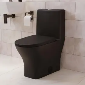 Swiss Madison 810082331448 Sublime Ii Compact 24 Inch Length One Piece Toilet Dual Flush Black