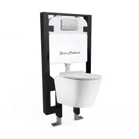 Swiss Madison 810082331691 Calice Wall-hung Round Toilet Bundle Glossy White