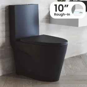 Swiss Madison 810082332698 St. Tropez One Piece Elongated Toilet Dual Vortex Flush Matte Black
