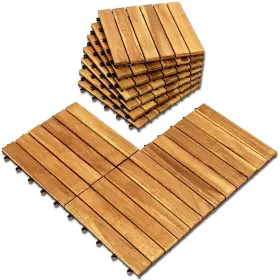 Taitiat 785571742046 Interlocking Patio Deck Tile Pack Of 10 12 Inch X12 Acacia Hardwood
