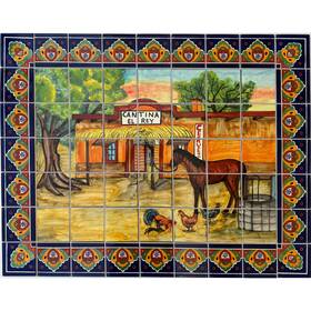 Talamex 371315-6 El Rey Hacienda Hand-painted Talavera Tile Backsplash Mexican Mural 38 Inch X29