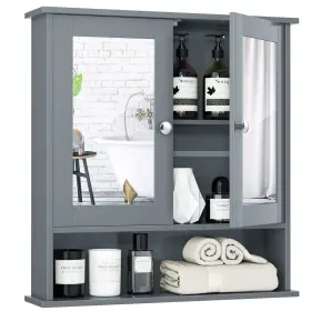 Tangkula 221345066993 Bathroom Cabinet Wall Mounted With Double Mirror Doors Wood Hanging