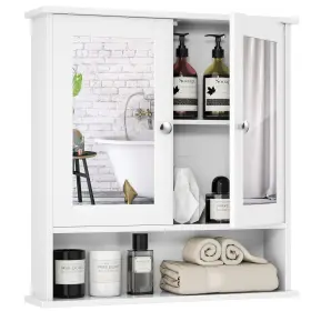 Tangkula 940350849604 Bathroom Cabinet Wall Mount Storage With Double Mirror Door