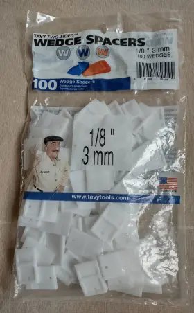 5104 Tavy 100 Tile Wedge Spacers 1/8 Inch 3mm Two 2 Sided White Plastic Shims Spacer