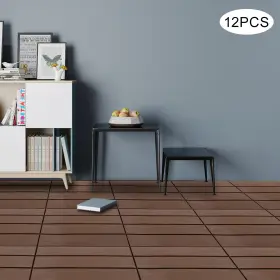 Tbvechi 757539131582 12-pack Weatherproof Interlocking Deck Tiles Floor Tile 30 30cm Balcony Flooring