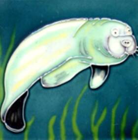 Tcitiles 091d Manatee Gentle Giant 6x6 Inch Ceramic Tile