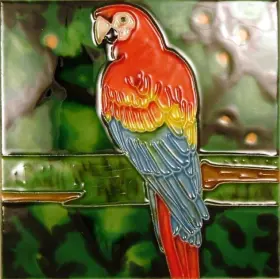 1273d Tcitiles Tropical Scarlet Macaw Parrot 6x6 Inches Ceramic Tile