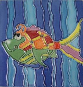 Tcitiles 1661k Bright Tropical Colorful Christina Fish Ceramic Art Tile 4x4 Inches