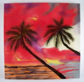 1859d Tcitiles Tropical Island Sunset Palm Trees Ceramic 6x6 Inches Tile Art