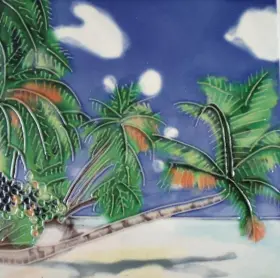 1861d Tcitiles Tropical Palm Trees Over The Water Ceramic Tile Art 6x6 Inches