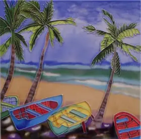 2606k Tcitiles Palm Tree And Rowboats At The Coast 4x4 Inch Ceramic Tile 2606k Tcitiles Palm Tree And Rowboats At The Coast 4x4 Inch Ceramic Tile