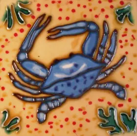 409d Tcitiles Tropical Beach Ocean Blue Crab Ceramic Tile 6x6 Inches