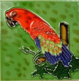 Tcitiles 737633802502 Tropical Exotic Bird Scarlet Macaw Parrot 12x8 Ceramic Art Tile