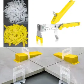 Yellowe-1 Teantech Yellowe-1/8-3mm 1/8 Inch Tile Leveling System Kit 600pcs Leveler Spacers Clips 150pcs Reusab