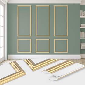 Tech 313032618663 Peel And Stick Wall Molding Kit Pre Cut Wainscoting Panels For Interior