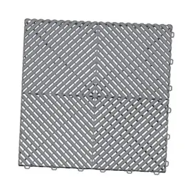 The Recreational Group 810032313227 Ribtrax Pro Interlocking Garage Floor Tiles 15.75 X 15.75-inch Pearl Grey