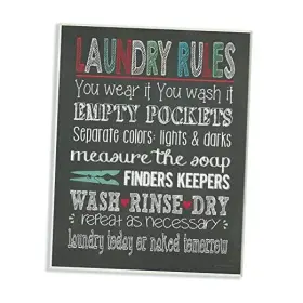 Wrp-1048 The Stupell Home Dcor Collection D Cor Laundry Rules Typography Chalkboard Bathroom Wall Plaque