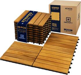 Thien Minh 726084798656 Acacia Wood Interlocking Patio Deck Tiles 12 X 0.9 Inch Outdoor Flooring