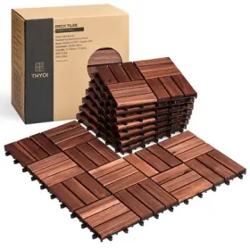 Thyoi 198168838914 10 Pcs Interlocking Deck Tiles 12 X Patio Flooring Outdoor Waterproof