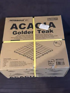 Tile-p10-6s-yellow-square Thyoi 10 Pcs Interlocking Deck Tiles Waterproof Acacia Wood Patio Flooring For Bal