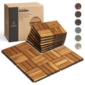 Tile-p10-yellow-square Thyoi 10 Pcs Interlocking Deck Tiles Patio Flooring - Outdoor Waterproof Acacia Wo Tile-p10-yellow-square Thyoi 10 Pcs Interlocking Deck Tiles Patio Flooring - Outdoor Waterproof Acacia Wo