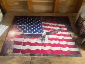 15-1070 Tile Mural Store Ceramic Backsplash Bird Of Prey - American Eagle And Flag 24x18