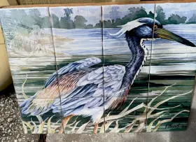 15-1158 Tile Mural Store Ceramic Tiles Mural/backsplash 12 Florida Coastal Herons Paul Brent Signed