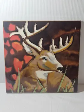 15-2730 Tile Mural Store Ceramic Backsplash Of Deer / Elk W Some Crazing