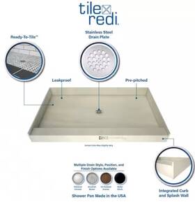 Tile Redi 3060rbf-pvc 3060rbf Base 30 Inch X 60 Rectangular Barrier - Chrome
