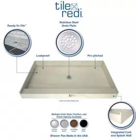 3060rbf-pvc Tile Redi 3060rbf Base 30 Inch X 60 Rectangular Barrier - Chrome