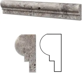 Ogee-1 Tile & Stone 313099262281 Silver Pewter Blend Travertine Honed 2 X 12 Chair Rail Molding - Standa