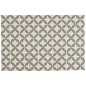Tilish 081516547210 Hand-made Encaustic Look 8x8 Artois White And Brown Decorative 8 X