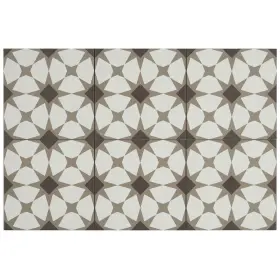 Tilish 081516547296 Hand-made Encaustic Look 8x8 Starbrite White And Brown 8 X