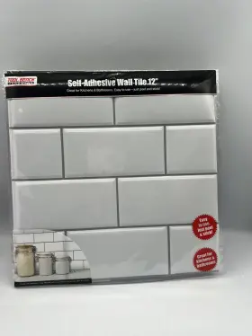 326274 Tool Bench New Self Adhesive White Wall Tile 12x12in Faux Subway Lot Of 12 326274 Tool Bench New Self Adhesive White Wall Tile 12x12in Faux Subway Lot Of 12