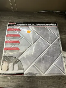 375410 Tool Bench 12 Hardware Self Adhesive Plastic Inch Wall Tiles Marbled Gray