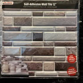 1101016 Tool Bench Hardware Self Adhesive Wall Tile Gray Brown White 12x12 Inch Lot Of 22