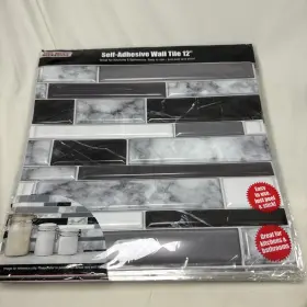 Tool Bench Hardware 639277024350 10 Pcs Peel Stick Wall Tile Adh Mosaic Black/white/grey Lightweight 12 Inch 39.99 Tool Bench Hardware 639277024350 10 Pcs Peel Stick Wall Tile Adh Mosaic Black/white/grey Lightweight 12 Inch 39.99