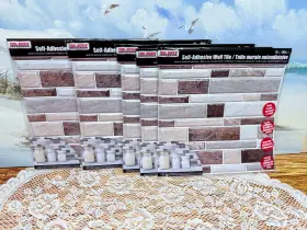 Tool Bench Hardware 639277025029 5 Self-adhesive Faux Tan Brown White Marble 12 Inch X12 Wall Tile