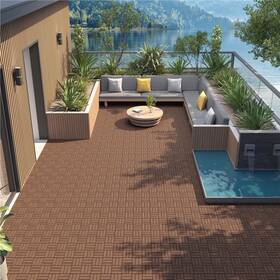 Topeakmart Tm60lo000101 Pack Of 27 Wood Interlocking Flooring Tiles Deck For Outdoor And Indoor