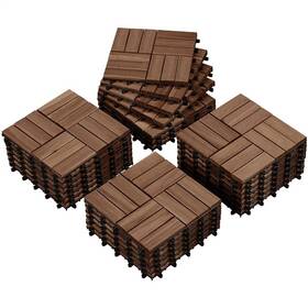 Topeakmart Tm60lo0003 Pack Of 27 Wood Interlocking Flooring Tiles Deck For Outdoor Indoor Used