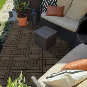 Tmfhc9000101 Topeakmart Pack Of 27 Wooden Tiles Waterproof Interlocking Deck For Patio Balcony