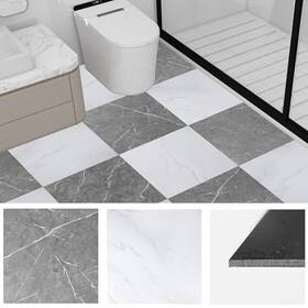 Tottist T-22-1 Pack 12x12 Inch Peel And Stick Vinyl Floor Tiles 12x12in 30 Grey/white Marble
