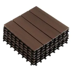 50-lg1268 Trademark Interlocking Deck Tiles - 11.6-in Wood Plastic 6-pack Mocha Brown Woodgrain